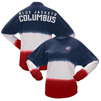Women's Fanatics Branded Navy/Red Columbus Blue Jackets Ombre Long Sleeve T-Shirt