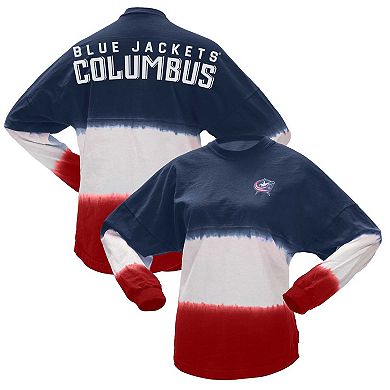 Women's Fanatics Branded Navy/Red Columbus Blue Jackets Ombre Long Sleeve T-Shirt