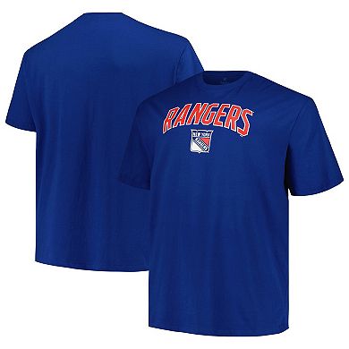 Men's Profile Blue New York Rangers Big & Tall Arch Over Logo T-Shirt