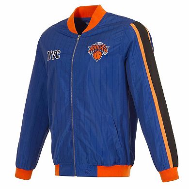 Men's JH Design Royal New York Knicks 2023/24 City Edition Nylon Full-Zip Bomber Jacket