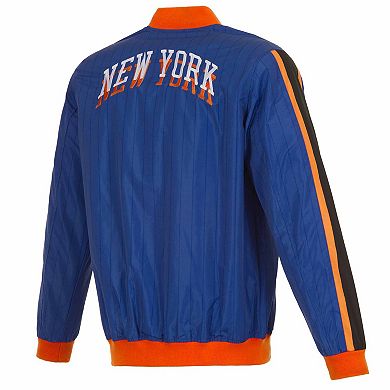 Men's JH Design Royal New York Knicks 2023/24 City Edition Nylon Full-Zip Bomber Jacket