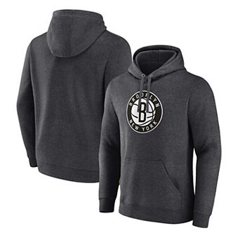 Men's Fanatics Branded Heather Charcoal Brooklyn Nets Primary Logo Pullover Hoodie