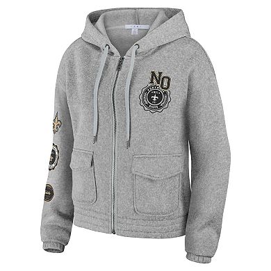 Women's WEAR by Erin Andrews Heather Gray New Orleans Saints Full-Zip Hoodie