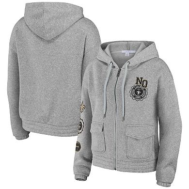 Women's WEAR by Erin Andrews Heather Gray New Orleans Saints Full-Zip Hoodie