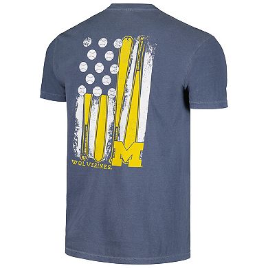 Men's Navy Michigan Wolverines Baseball Flag Comfort Colors T-Shirt