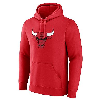 Men's Fanatics Branded  Red Chicago Bulls Primary Logo Pullover Hoodie