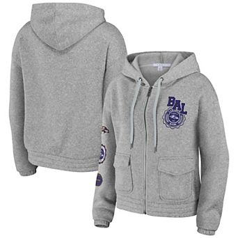 Women's WEAR by Erin Andrews Heather Gray Baltimore Ravens Full-Zip Hoodie