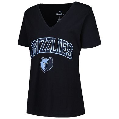Women's Profile Black Memphis Grizzlies Plus Size Arch Over Logo V-Neck T-Shirt