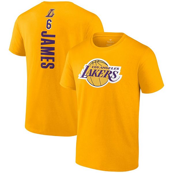 Men s Fanatics Branded LeBron James Gold Los Angeles Lakers Playmaker Name Number T Shirt