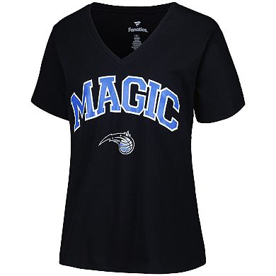 Women's Profile Black Orlando Magic Plus Size Arch Over Logo V-Neck T-Shirt