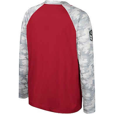Youth Colosseum Cardinal/Camo Iowa State Cyclones OHT Military Appreciation Dark Star Raglan Long Sleeve T-Shirt