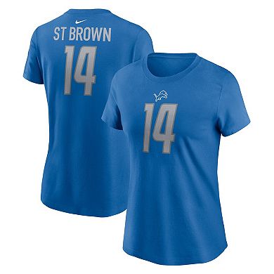 Women's Nike Amon-Ra St. Brown Blue Detroit Lions Player Name & Number T-Shirt