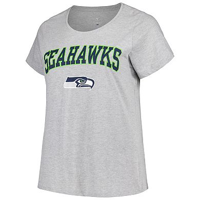 Women's Fanatics Branded Heather Gray Seattle Seahawks Plus Size Arch Over Logo T-Shirt