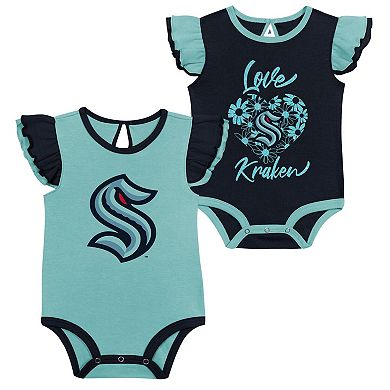 Girls Infant Navy/Light Blue Seattle Kraken Two-Pack Training Bodysuit Set
