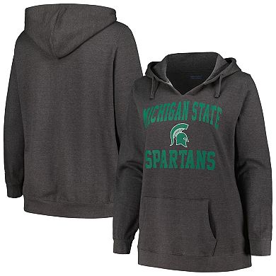 Women's Champion Heather Charcoal Michigan State Spartans Plus Size Heart & Soul Notch Neck Pullover