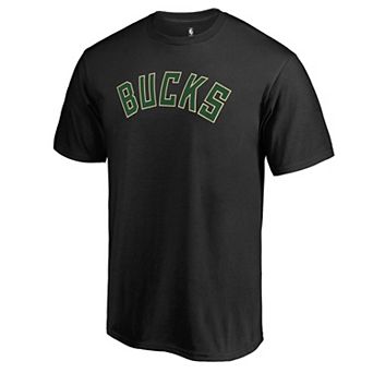 Men's Fanatics Branded Black Milwaukee Bucks Primary Wordmark T-Shirt