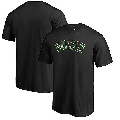 Men's Fanatics Branded Black Milwaukee Bucks Primary Wordmark T-Shirt