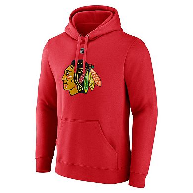 Men's Fanatics Branded Connor Bedard Red Chicago Blackhawks Authentic Stack Name & Number Tri-Blend Pullover Hoodie