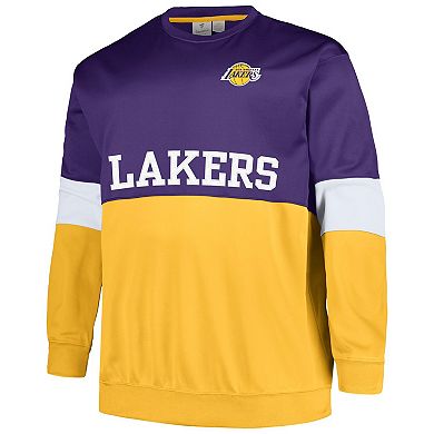Men's Fanatics Branded Purple/Gold Los Angeles Lakers Big & Tall Split Pullover Sweatshirt