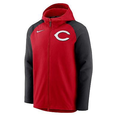 Men's Nike Red/Black Cincinnati Reds Authentic Collection Performance Raglan Full-Zip Hoodie