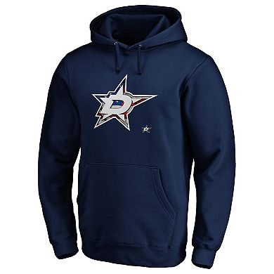 Men's Navy Dallas Stars Banner Wave Logo Pullover Hoodie