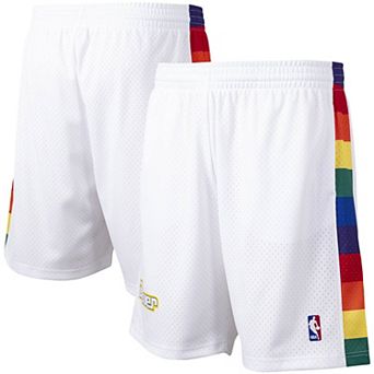 Men's Mitchell & Ness White Denver Nuggets Hardwood Classics Primary Logo Swingman Shorts