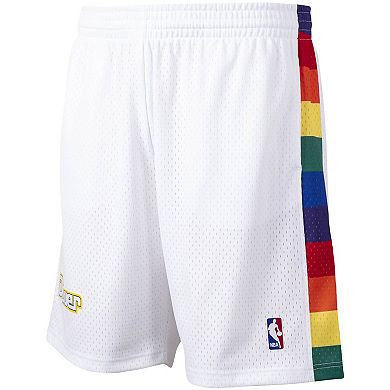 Men's Mitchell & Ness White Denver Nuggets Hardwood Classics Primary Logo Swingman Shorts