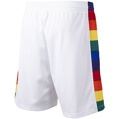 Men's Mitchell & Ness White Denver Nuggets Hardwood Classics Primary Logo Swingman Shorts