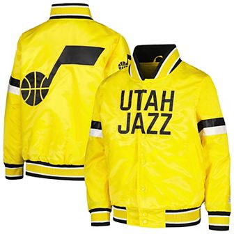 Youth Starter Yellow Utah Jazz Home Game Varsity Satin Full-Snap Jacket