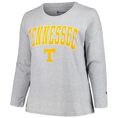 Women's Profile Gray Tennessee Volunteers Plus Size Arch Over Logo Scoop Neck Long Sleeve T-Shirt