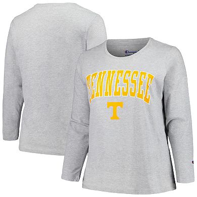 Women's Profile Gray Tennessee Volunteers Plus Size Arch Over Logo Scoop Neck Long Sleeve T-Shirt