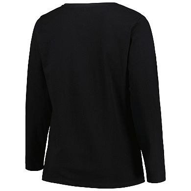 Women's Profile Black Florida State Seminoles Plus Size Arch Over Logo Scoop Neck Long Sleeve T-Shirt