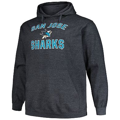 Men's Profile Heather Charcoal San Jose Sharks Big & Tall Arch Over Logo Pullover Hoodie