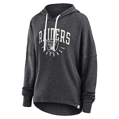 Women's Fanatics Branded Charcoal Las Vegas Raiders Lightewight Modest Crop Lounge Helmet Arch Pullover Hoodie