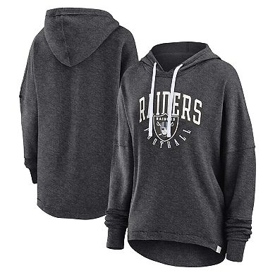 Women's Fanatics Branded Charcoal Las Vegas Raiders Lightewight Modest Crop Lounge Helmet Arch Pullover Hoodie