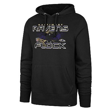 Men's '47 Black Baltimore Ravens Ravens Flock Regional Headline Pullover Hoodie
