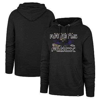 Men's '47 Black Baltimore Ravens Ravens Flock Regional Headline Pullover Hoodie