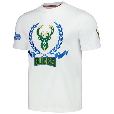 Unisex FISLL White Milwaukee Bucks Heritage Crest T-Shirt