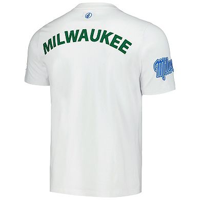 Unisex FISLL White Milwaukee Bucks Heritage Crest T-Shirt