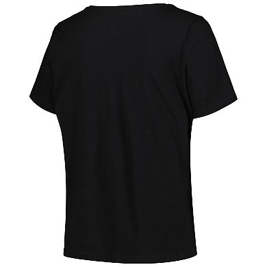 Women's Profile Black Los Angeles Lakers Plus Size Arch Over Logo V-Neck T-Shirt