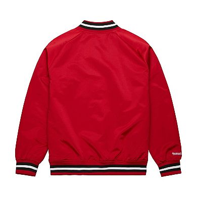 Men's Mitchell & Ness Red Chicago Bulls Hardwood Classics Throwback Wordmark Raglan Full-Snap Jacket
