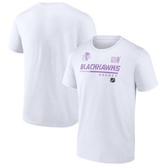 Men's White Chicago Blackhawks NHL Hockey Fights Cancer T-Shirt