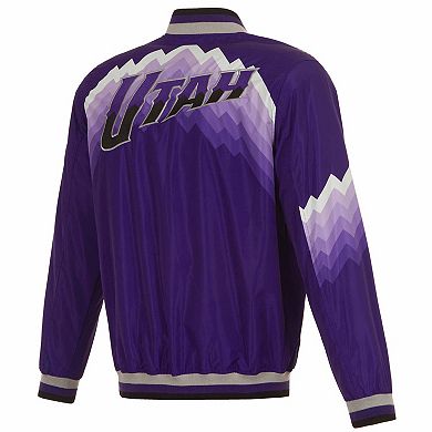 Men's JH Design Purple Utah Jazz 2023/24 City Edition Nylon Full-Zip Bomber Jacket