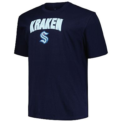 Men's Profile Navy Seattle Kraken Big & Tall Arch Over Logo T-Shirt