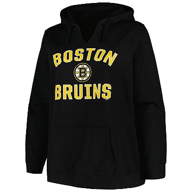 Women's Profile Black Boston Bruins Plus Size Arch Over Logo Pullover Hoodie