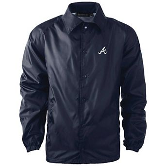 Men's Dunbrooke Navy Atlanta Braves Coach's Raglan Full-Snap Windbreaker Jacket