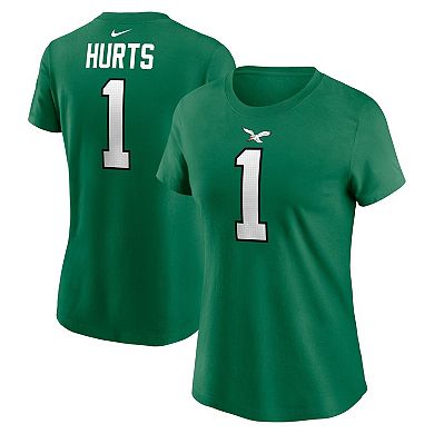 Women's Nike Jalen Hurts Kelly Green Philadelphia Eagles Player Name & Number T-Shirt