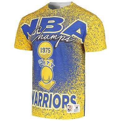 Men's Mitchell & Ness Gold Golden State Warriors Hardwood Classics 1975 NBA Champions Champ City T-Shirt