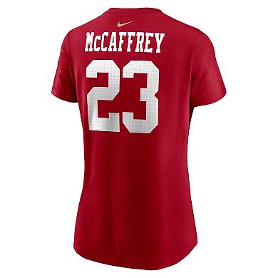 Women's Nike Christian McCaffrey Scarlet San Francisco 49ers Player Name & Number T-Shirt