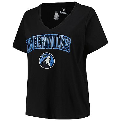 Women's Profile Black Minnesota Timberwolves Plus Size Arch Over Logo V